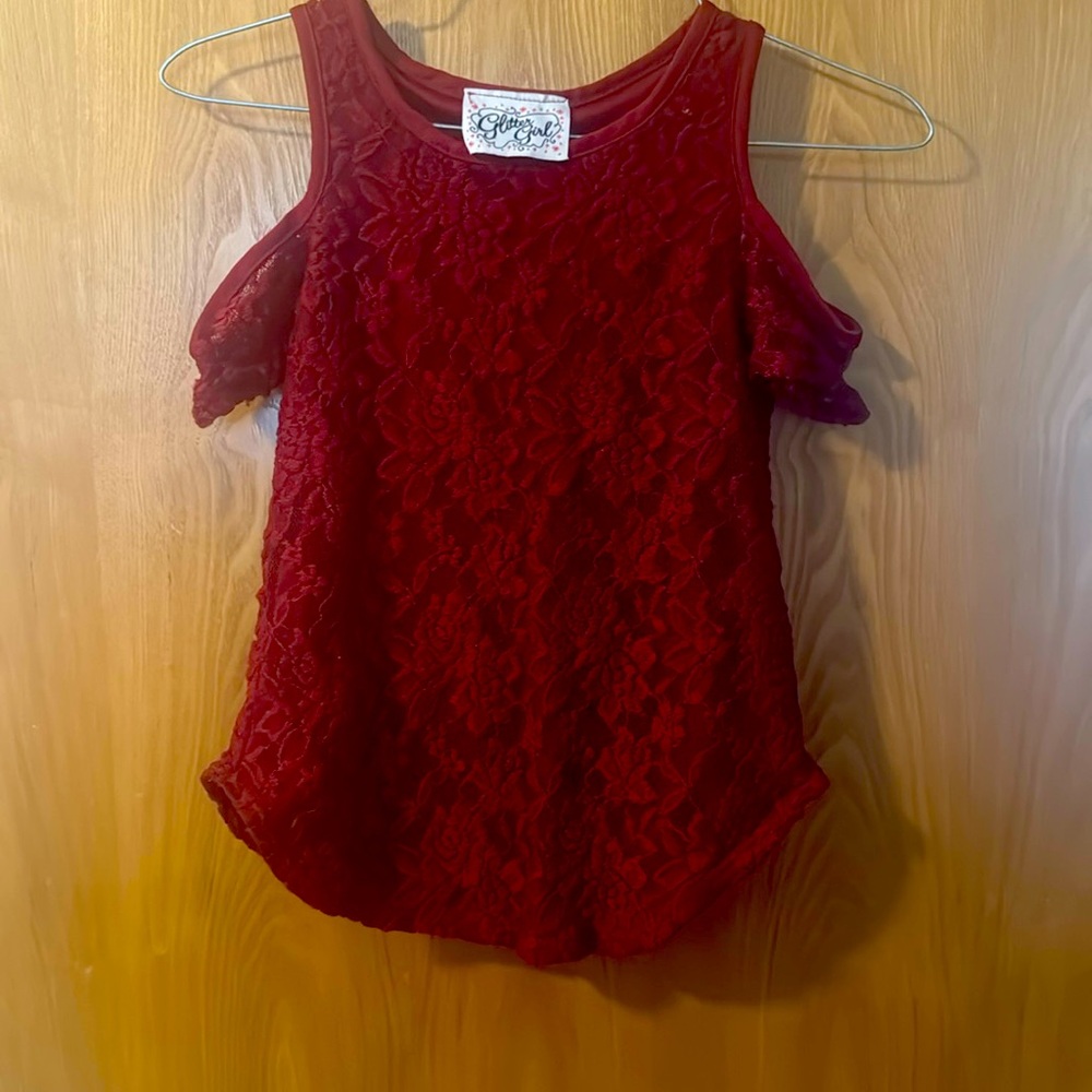 Glitter Girls 7/8 maroon blouse